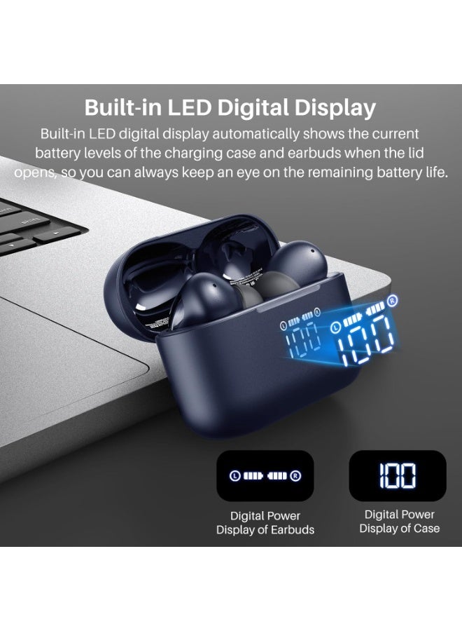 TOZO T20 Wireless Bluetooth Earphones Bluetooth 5.3 Earphones with ENC Call LED Screen ORIGX 2.0 Acoustic EQ Adjustment 48.5H Autonomy Supports Wireless Charging and USB Type C IPX8 Blue - Image 2